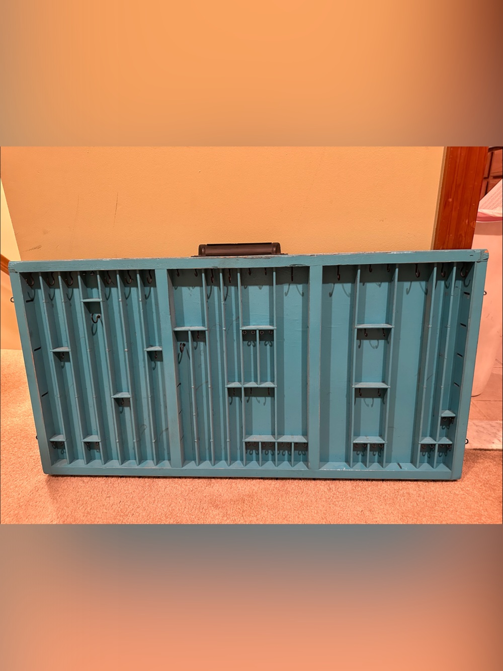 Painted Wooden Type Setting drawer Case in Teal
